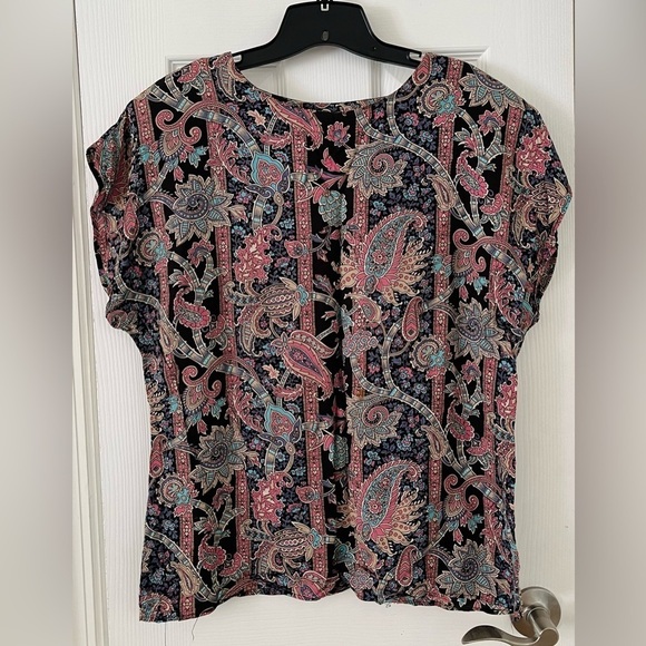 Vintage NY Clothing Co paisley pink black blue palazzo pant set- Size Large - Picture 6 of 13